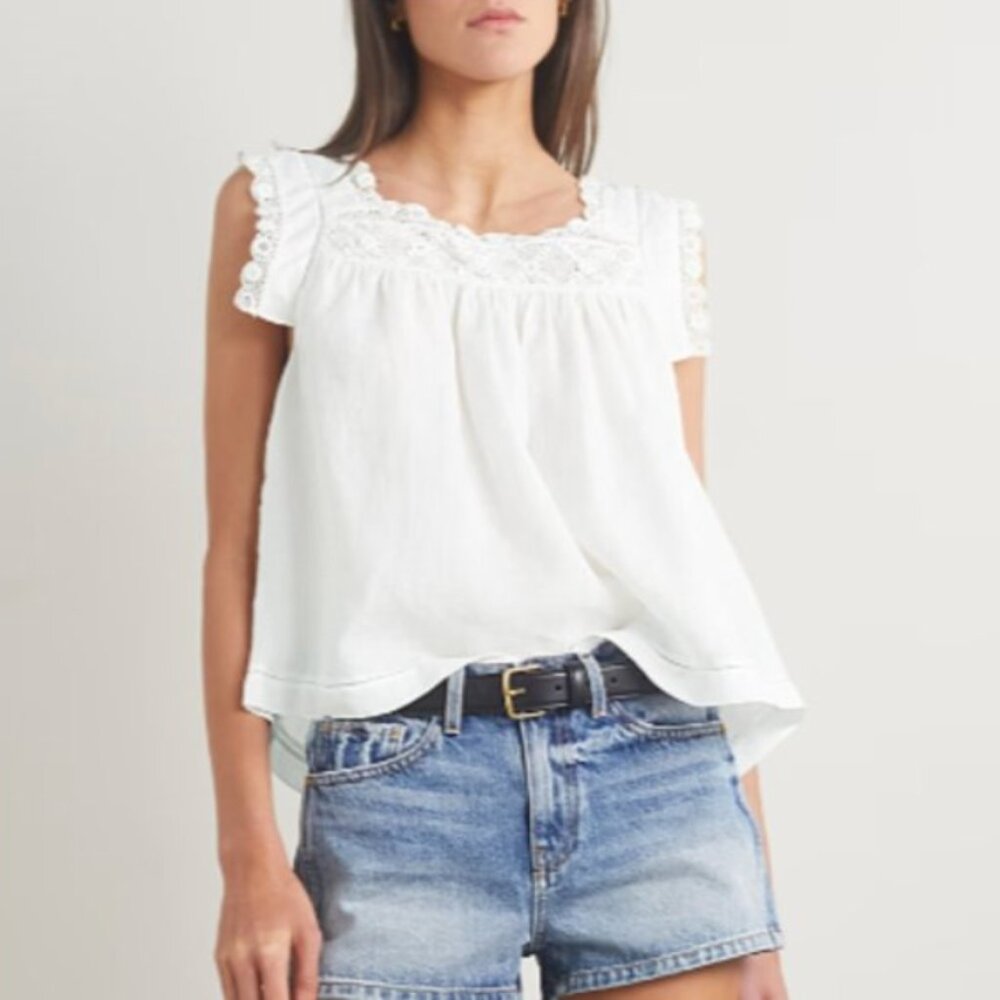 DÔEN Aphra crochet-trimmed ramie top